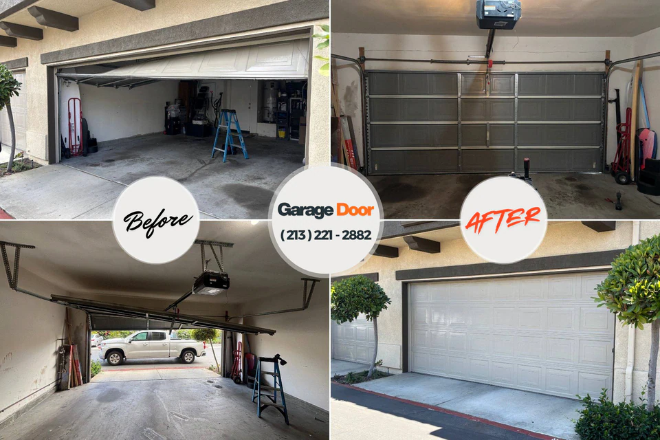 Before and after: garage door repair Gallant, AL
